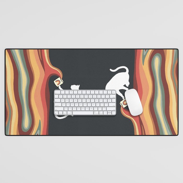 Rainbow cat 1b black magic coffee milk drop Desk Mat Gallery Image 1