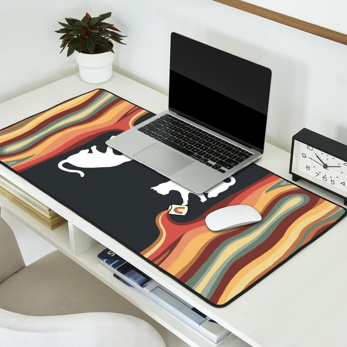 Rainbow cat 1b black magic coffee milk drop Desk Mat Gallery Image 2