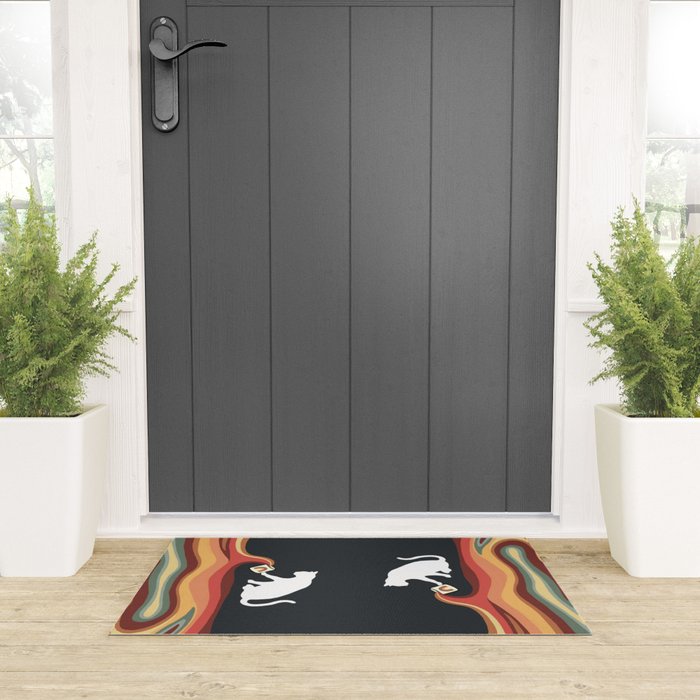 Rainbow cat 1b black magic coffee milk drop Welcome Mat Gallery Image 3