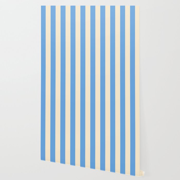 Retro Coastal Blue and White Stripes Wallpaper Gallery Image 2