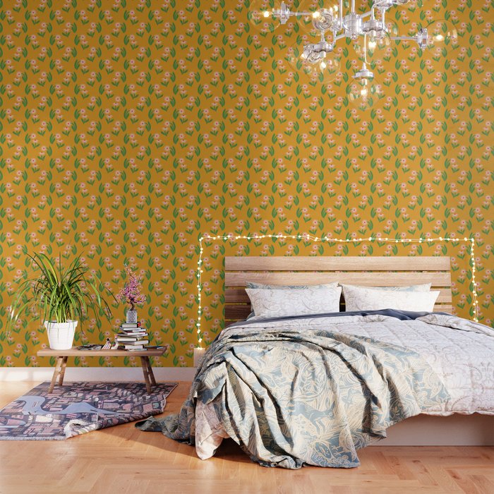 Pink Daisy Pattern - Yellow Wallpaper Gallery Image 3
