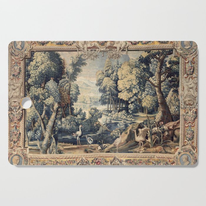 Antique 17th Century Verdure Bird Forest French Tapestry Cutting Board Gallery Image 1