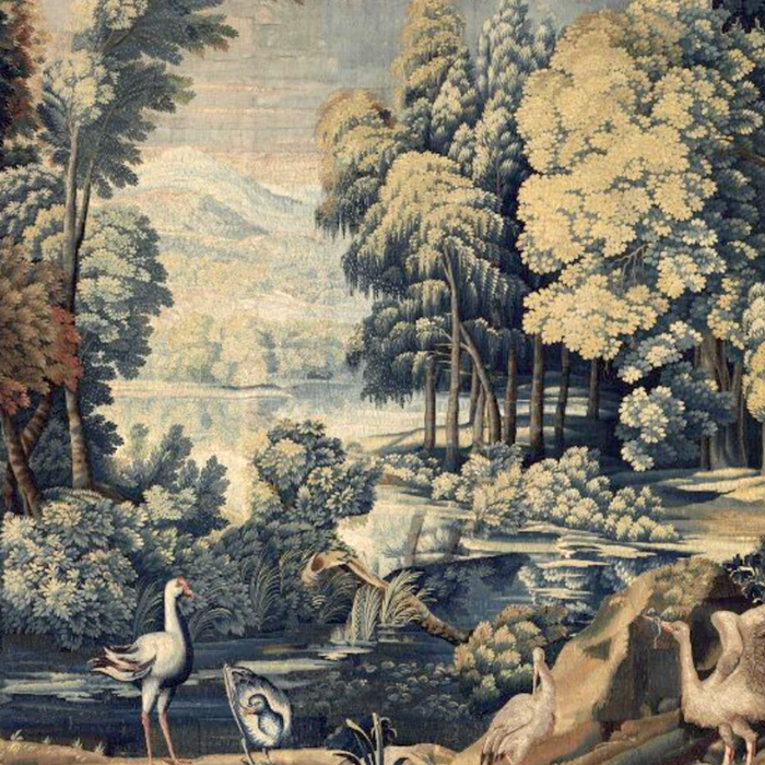 Antique 17th Century Verdure Bird Forest French Tapestry Coffee Mug Gallery Image 2
