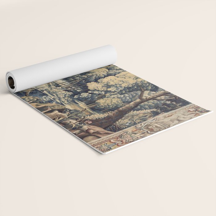 Antique 17th Century Verdure Bird Forest French Tapestry Yoga Mat Gallery Image 2