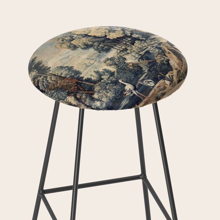 Antique 17th Century Verdure Bird Forest French Tapestry Stool Gallery Image 2