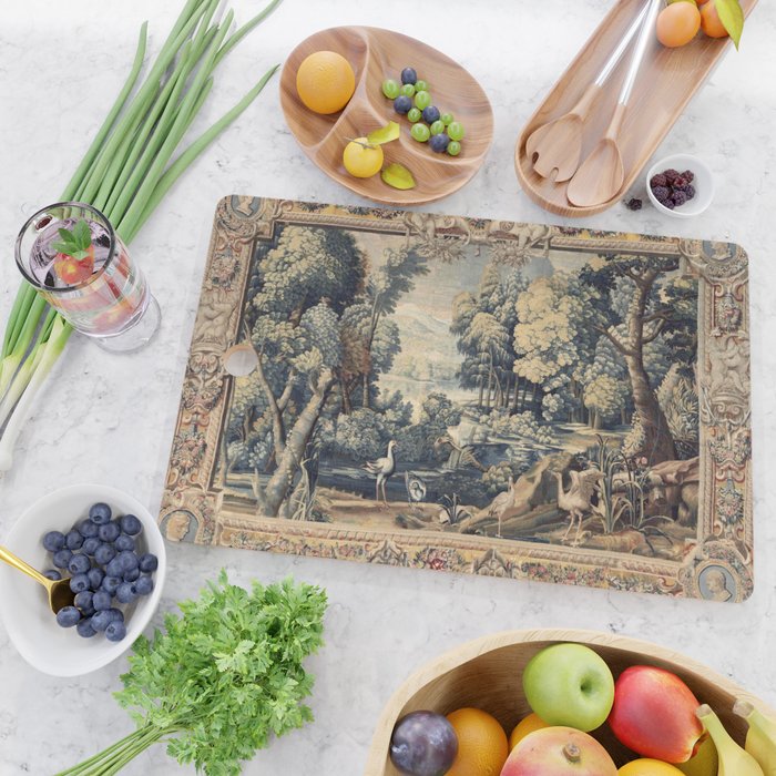 Antique 17th Century Verdure Bird Forest French Tapestry Cutting Board Gallery Image 2