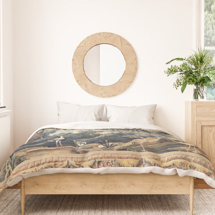 Antique 17th Century Verdure Bird Forest French Tapestry Duvet Cover Gallery Image 3