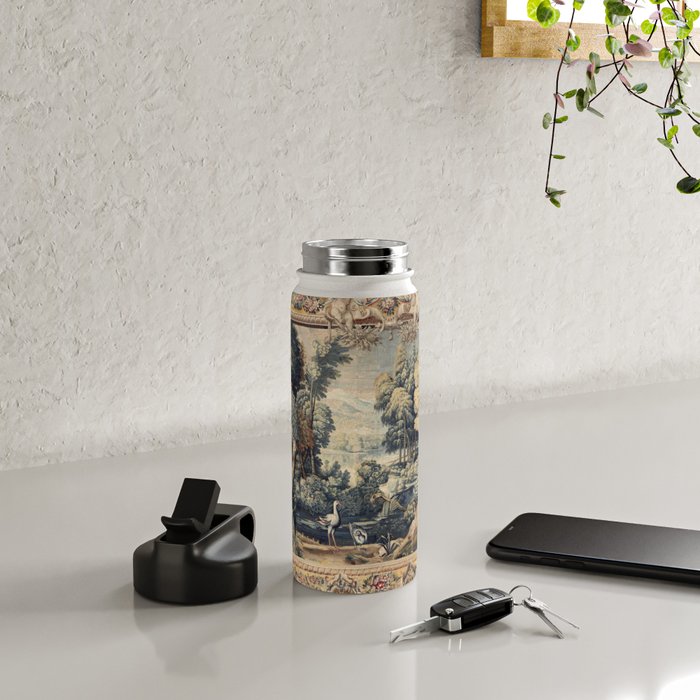 Antique 17th Century Verdure Bird Forest French Tapestry Water Bottle Gallery Image 4