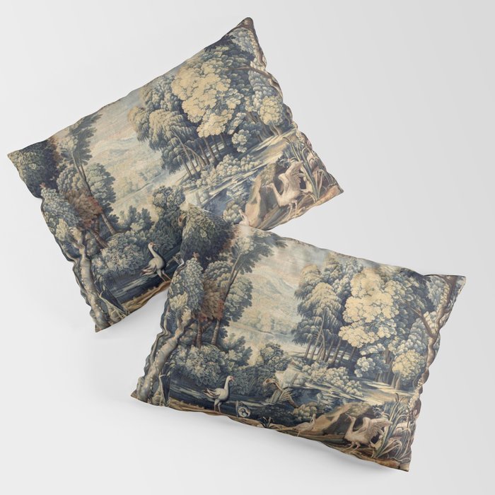 Antique 17th Century Verdure Bird Forest French Tapestry Pillow Sham Gallery Image 3