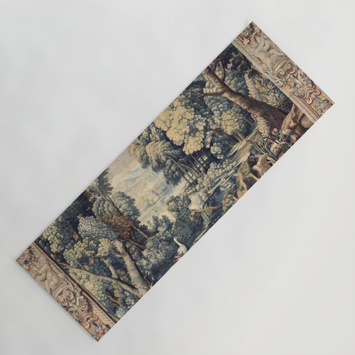 Antique 17th Century Verdure Bird Forest French Tapestry Yoga Mat Gallery Image 1