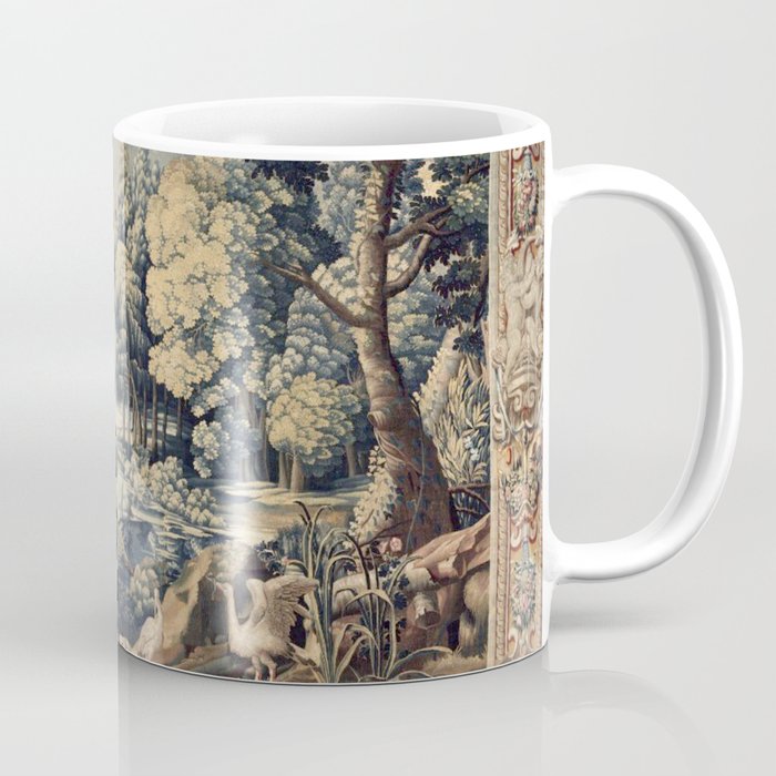 Antique 17th Century Verdure Bird Forest French Tapestry Coffee Mug Gallery Image 1