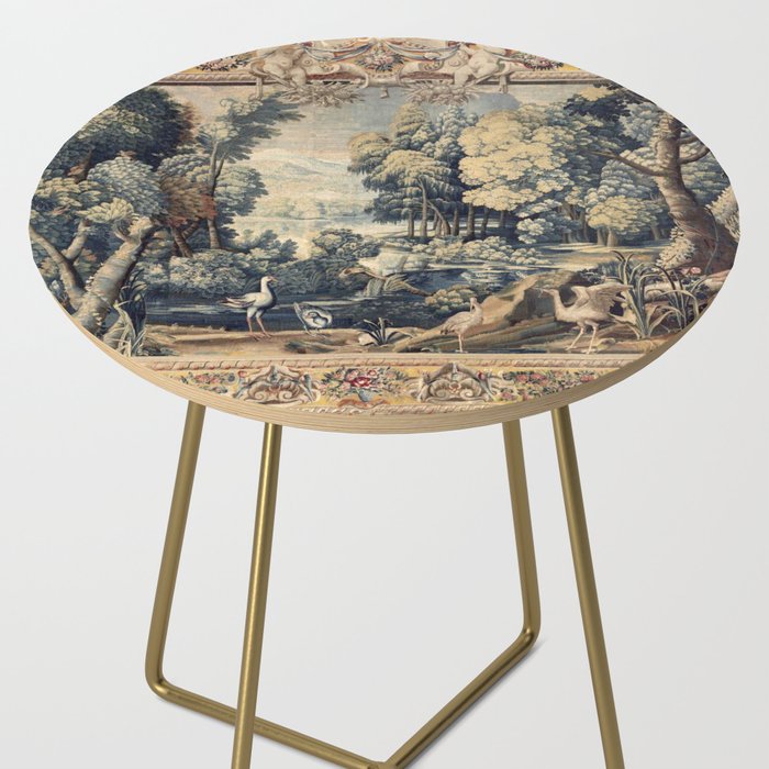 Antique 17th Century Verdure Bird Forest French Tapestry Side Table Gallery Image 2