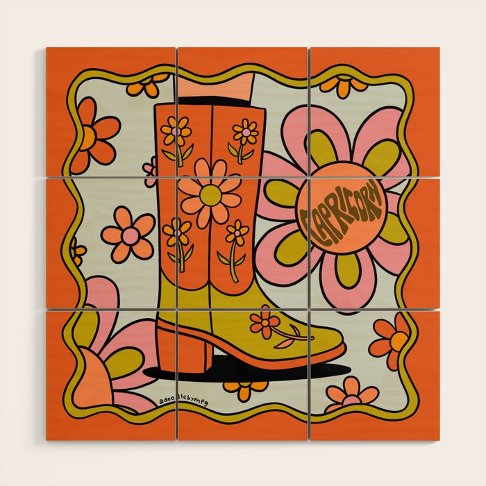 Capricorn Groovy Boot Wood Wall Art Gallery Image 1