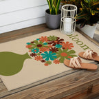 Bloom Retro Flowers in Vase 70s Avocado Green Outdoor Rug Gallery Image 2