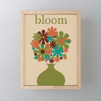 Bloom Retro Flowers in Vase 70s Avocado Green Mini Art Print Gallery Image 1