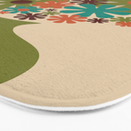 Bloom Retro Flowers in Vase 70s Avocado Green Bath Mat Gallery Image 3