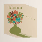 Bloom Retro Flowers in Vase 70s Avocado Green Wrapping Paper Gallery Image 3