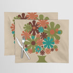 Bloom Retro Flowers in Vase 70s Avocado Green Placemat Gallery Image 1
