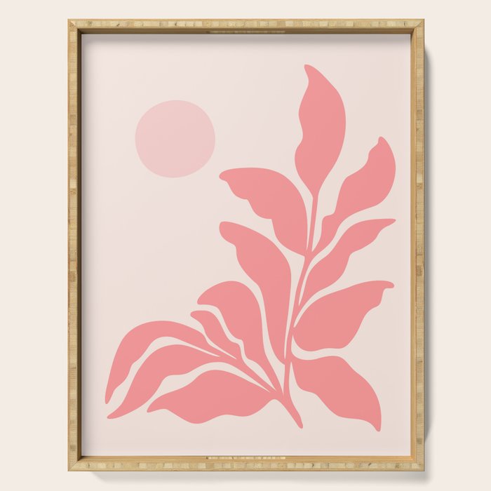 Pink Plant Abstract Landscape Serving Tray Gallery Image 1