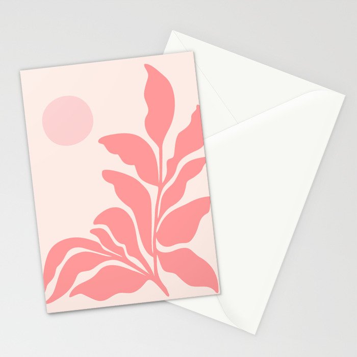 Pink Plant Abstract Landscape Stationery Card Gallery Image 2