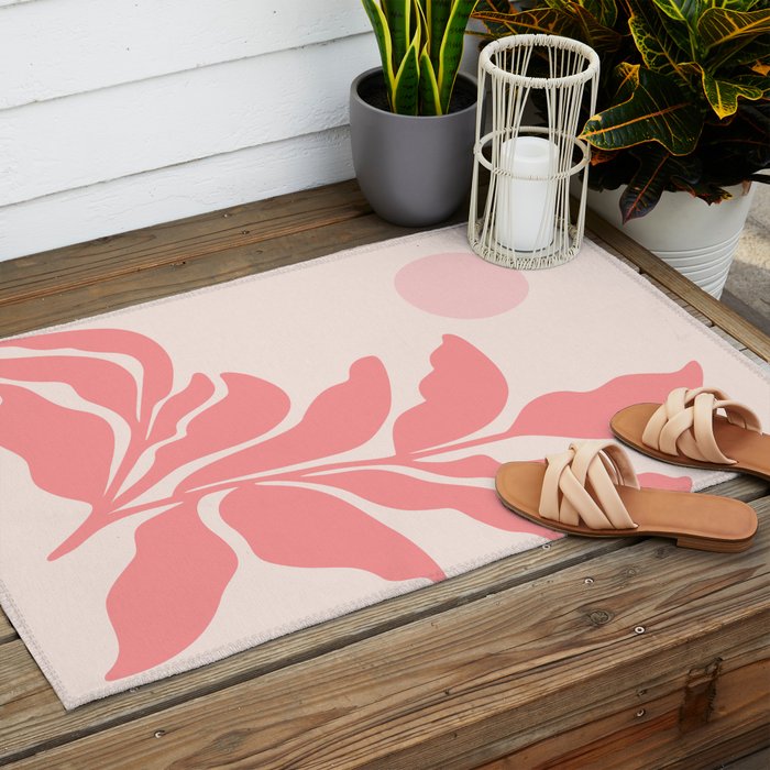 Pink Plant Abstract Landscape Outdoor Rug Gallery Image 2
