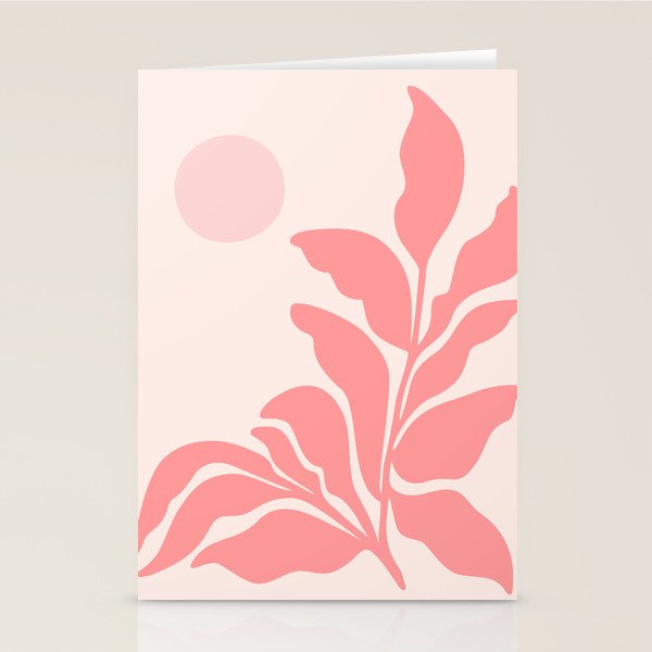 Pink Plant Abstract Landscape Stationery Card Gallery Image 1