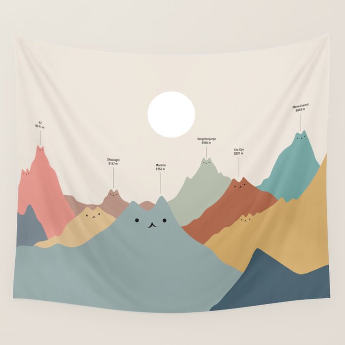 Cat Landscape 115: Himeowlaya Wall Tapestry Gallery Image 4