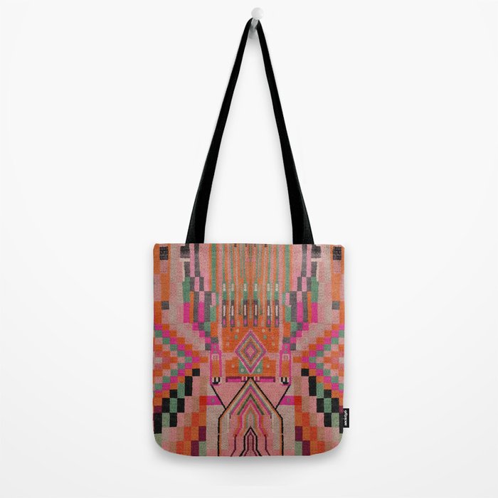 Geometric Tribal Guardian Abstract Textile Art Tote Bag Gallery Image 2