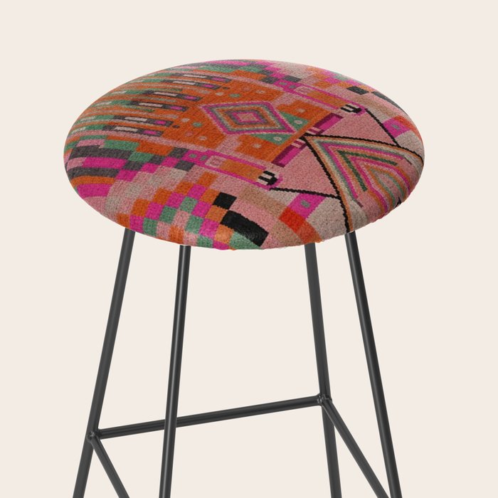 Geometric Tribal Guardian Abstract Textile Art Stool Gallery Image 2