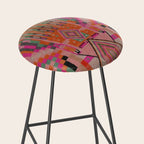 Geometric Tribal Guardian Abstract Textile Art Stool Gallery Image 2