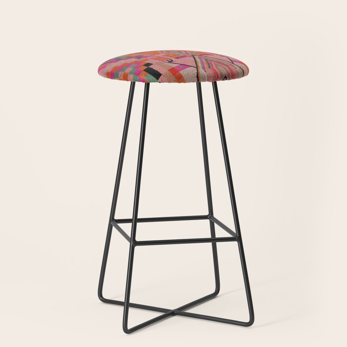Geometric Tribal Guardian Abstract Textile Art Stool Gallery Image 1