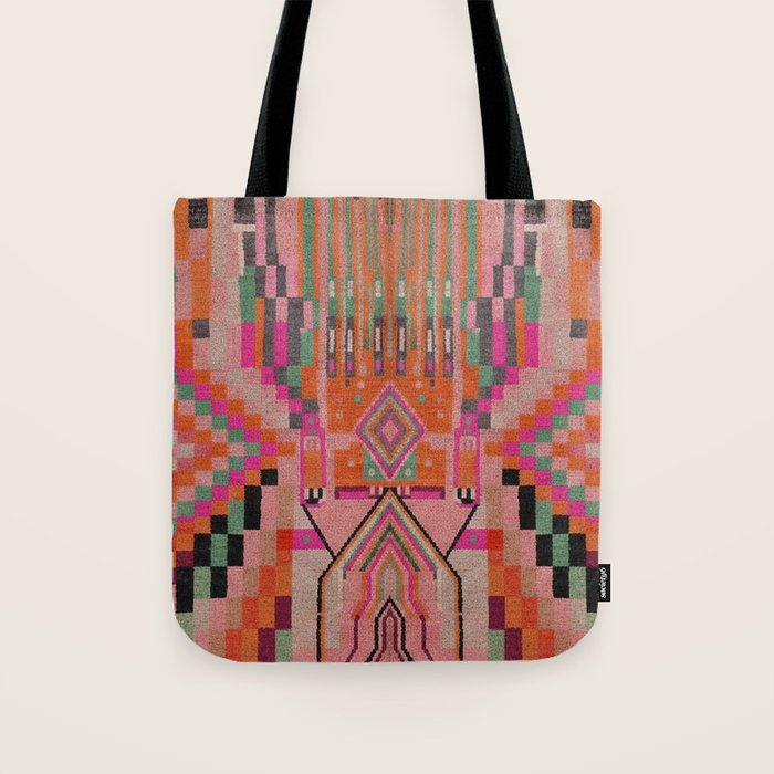 Geometric Tribal Guardian Abstract Textile Art Tote Bag Gallery Image 1