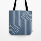 Minimal Line Curvature LXXXIV Nautical Blue Mid Century Modern Arch Abstract Tote Bag Gallery Image 1
