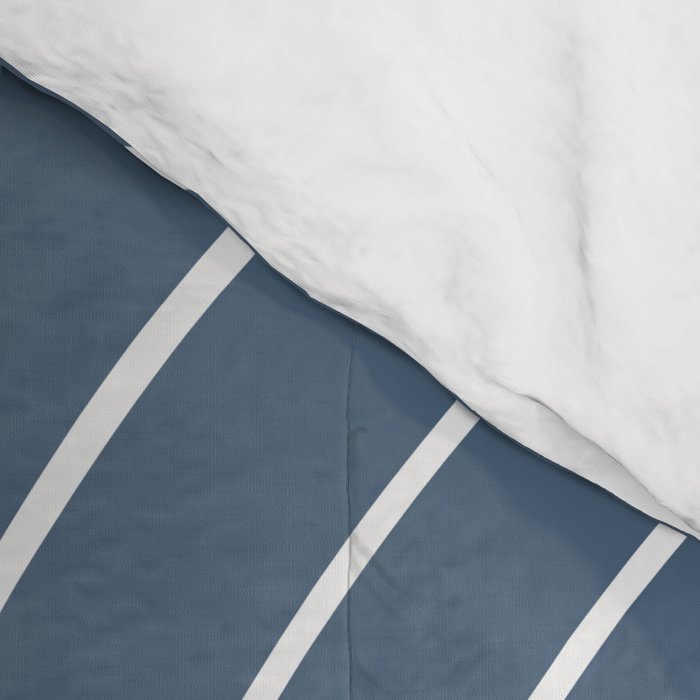 Minimal Line Curvature LXXXIV Nautical Blue Mid Century Modern Arch Abstract Comforter Gallery Image 4
