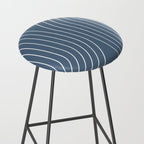 Minimal Line Curvature LXXXIV Nautical Blue Mid Century Modern Arch Abstract Stool Gallery Image 2