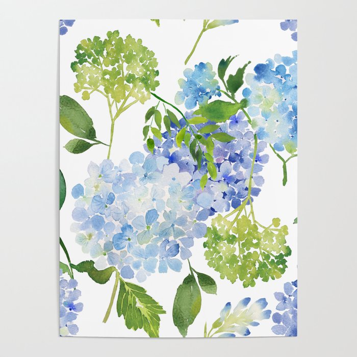 Blue Hydrangea Flowers Poster Gallery Image 1