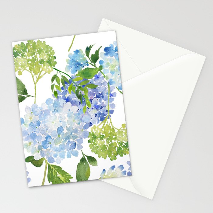 Blue Hydrangea Flowers Stationery Card Gallery Image 2