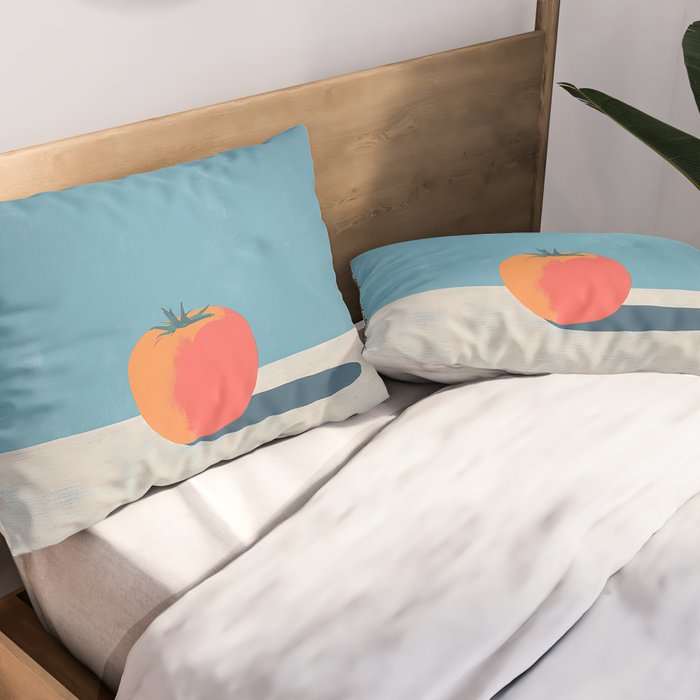 Bold Tomato on Blue Pillow Sham Gallery Image 2