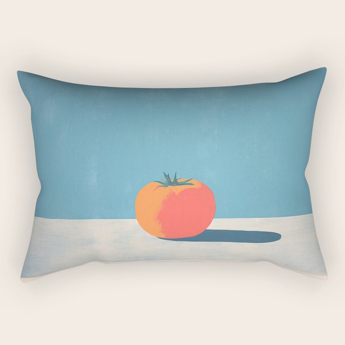 Bold Tomato on Blue Rectangular Pillow Gallery Image 2