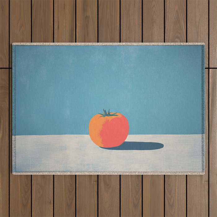 Bold Tomato on Blue Outdoor Rug Gallery Image 1