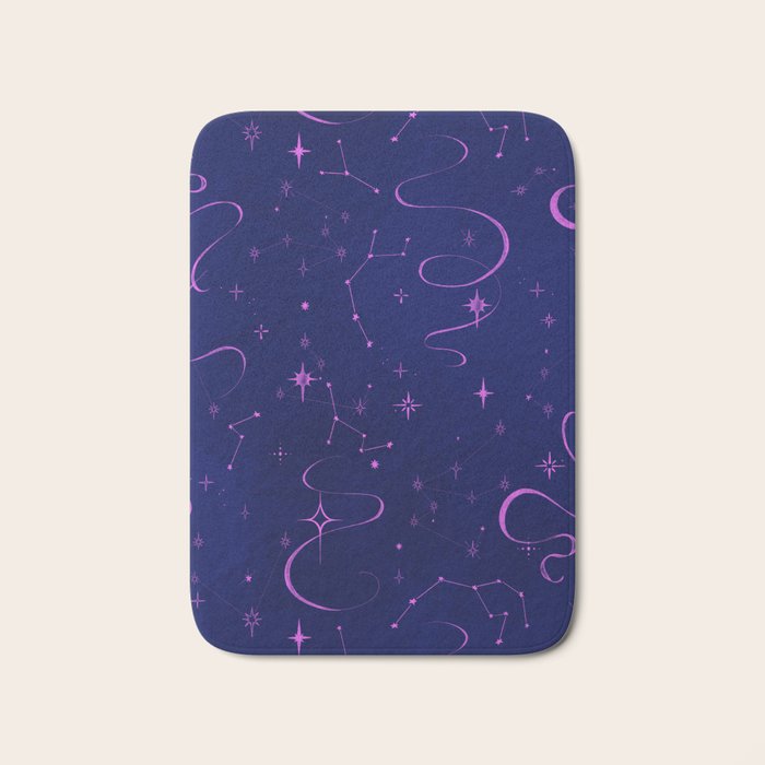 Pink and dark blue mystical starry night Bath Mat Gallery Image 1