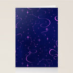 Pink and dark blue mystical starry night Stationery Card Gallery Image 2