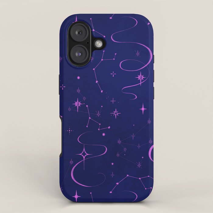 Pink and dark blue mystical starry night iPhone Case Gallery Image 1