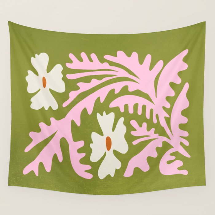 Wasabi & Cupid: Les Fleurs | Flower Market Color Series 10 Wall Tapestry Gallery Image 1
