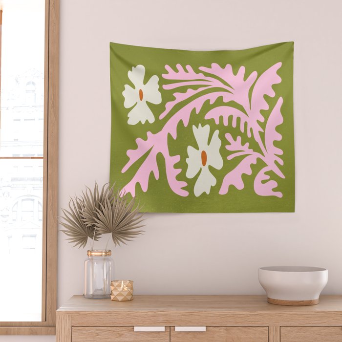 Wasabi & Cupid: Les Fleurs | Flower Market Color Series 10 Wall Tapestry Gallery Image 2