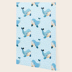 Cute Whale Nursery Pattern in Soft Blue Wallpaper Gallery Image 2