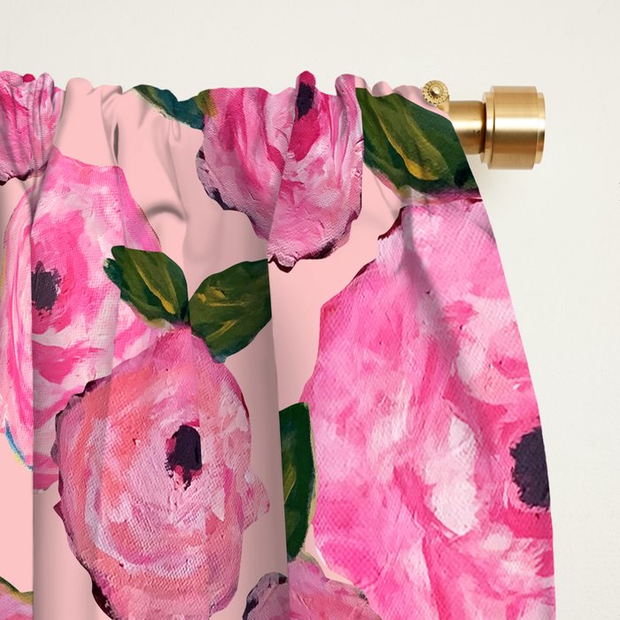 Pink Peonies on Blush Window Curtain Gallery Image 2