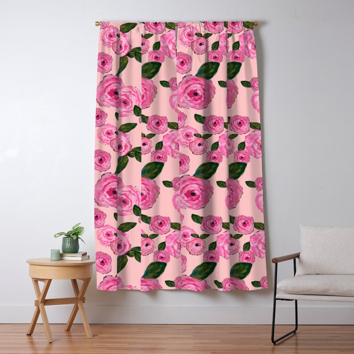 Pink Peonies on Blush Window Curtain Gallery Image 5