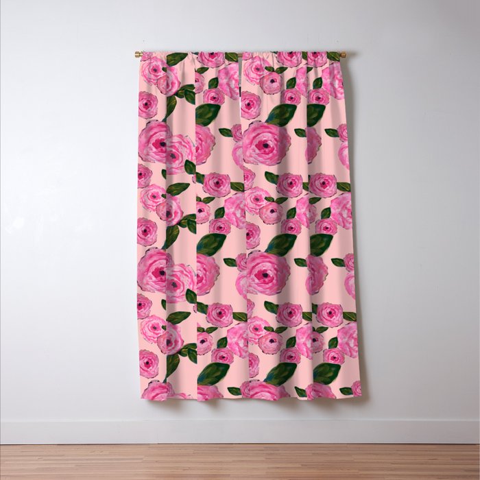 Pink Peonies on Blush Window Curtain Gallery Image 3