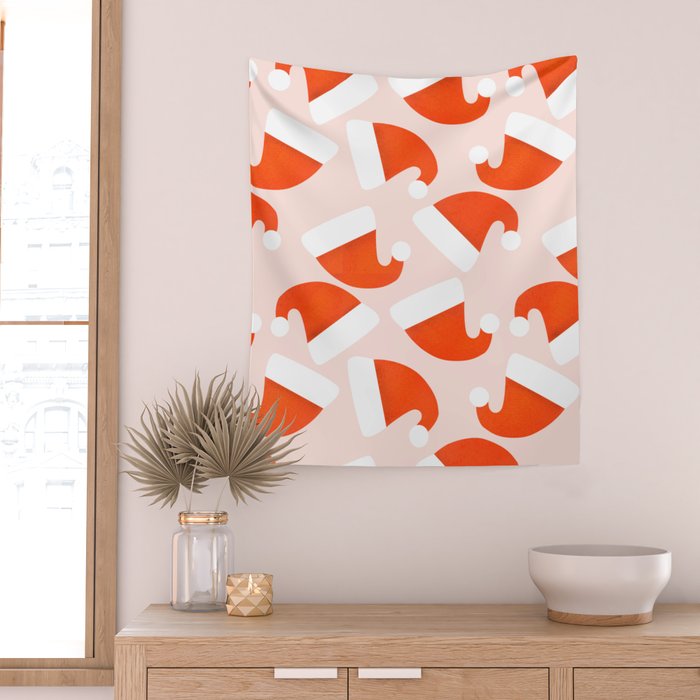Santa Hat pattern Wall Tapestry Gallery Image 2